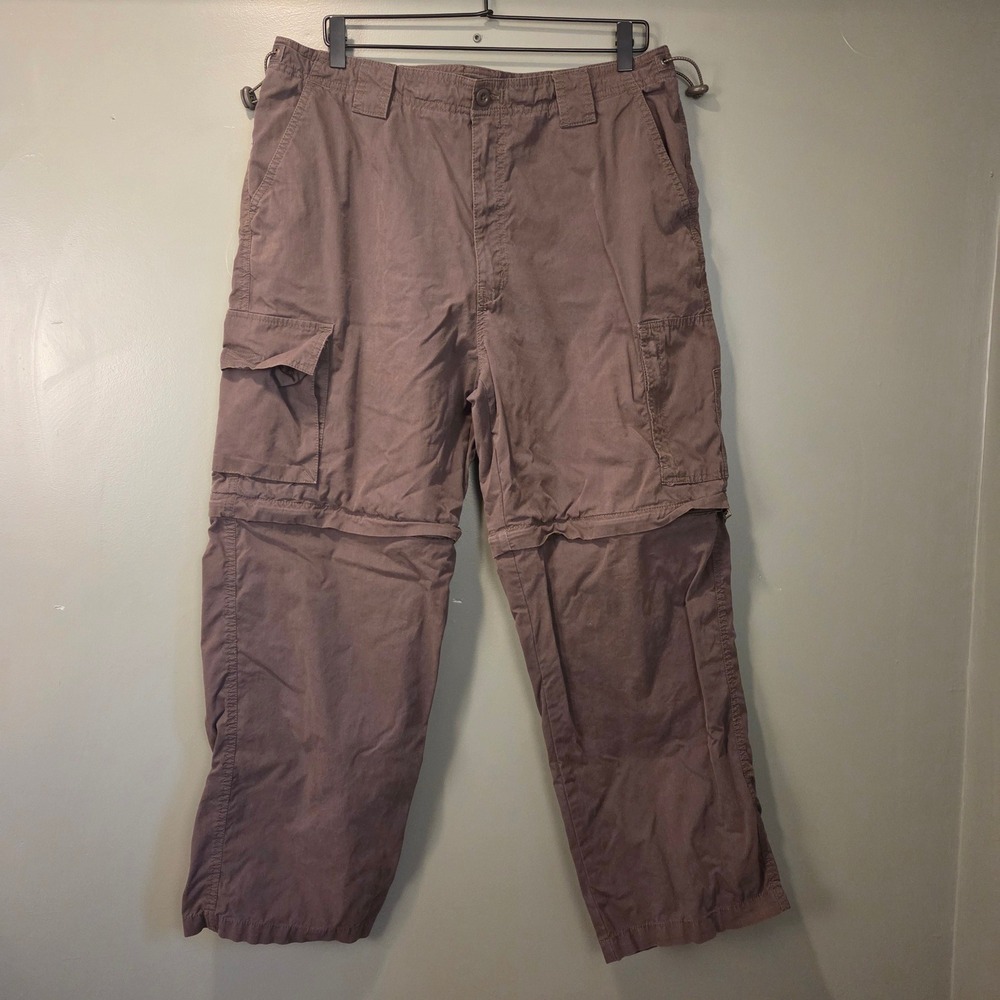 Sonoma Men's Convertible Zip Off Cargo Pants Size 36x29 Taupe Brown Cotton Nylon - Picture 1 of 11